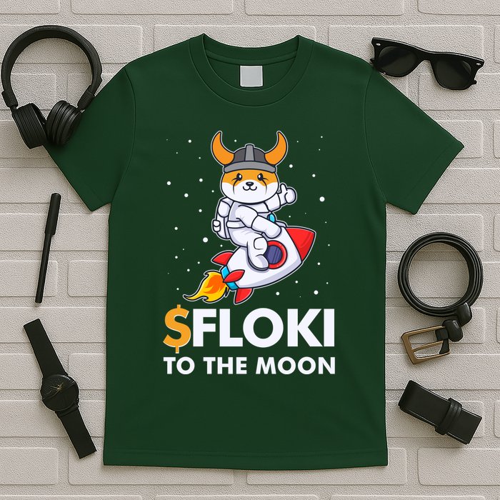 Floki To The Moon Floki Inu Cryptocurrency Bitcoin T-Shirt