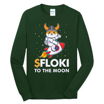 Floki To The Moon Floki Inu Cryptocurrency Bitcoin Tall Long Sleeve T-Shirt