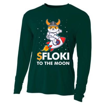 Floki To The Moon Floki Inu Cryptocurrency Bitcoin Cooling Performance Long Sleeve Crew