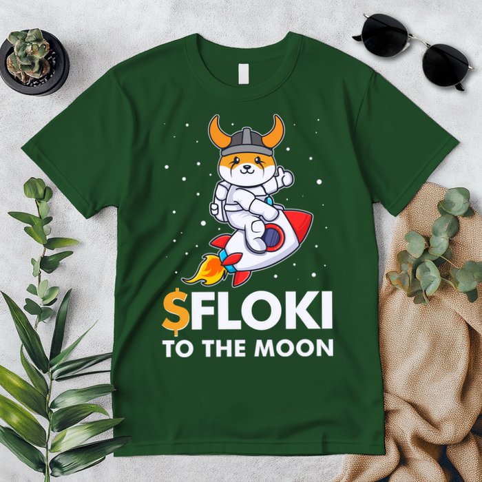 Floki To The Moon Floki Inu Cryptocurrency Bitcoin Premium T-Shirt
