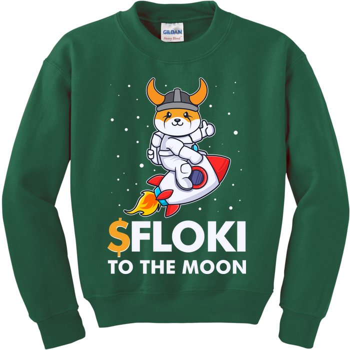 Floki To The Moon Floki Inu Cryptocurrency Bitcoin Kids Sweatshirt
