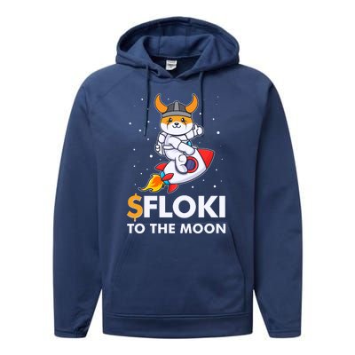 Floki To The Moon Floki Inu Cryptocurrency Bitcoin Performance Fleece Hoodie