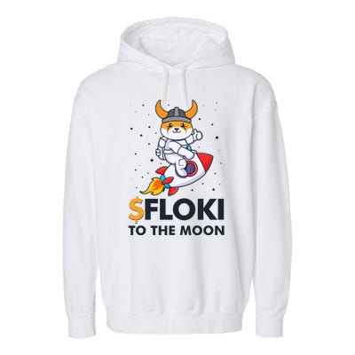 Floki To The Moon Floki Inu Cryptocurrency Bitcoin Garment-Dyed Fleece Hoodie