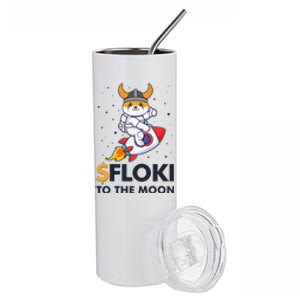 Floki To The Moon Floki Inu Cryptocurrency Bitcoin Stainless Steel Tumbler