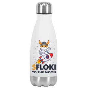 Floki To The Moon Floki Inu Cryptocurrency Bitcoin Stainless Steel Insulated Water Bottle