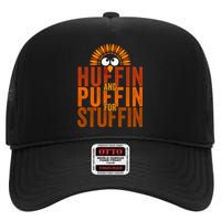 Funny Turkey Trot Huffin And Puffin For Stuffin High Crown Mesh Back Trucker Hat