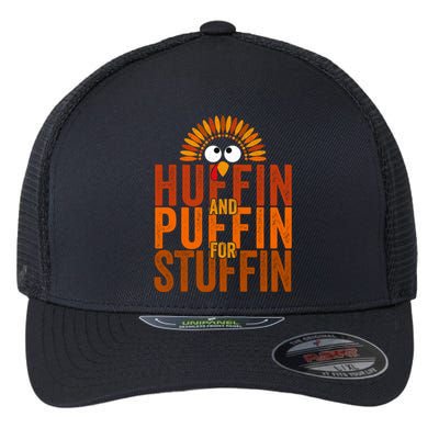 Funny Turkey Trot Huffin And Puffin For Stuffin Flexfit Unipanel Trucker Cap