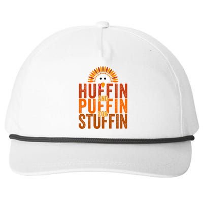 Funny Turkey Trot Huffin And Puffin For Stuffin Snapback Five-Panel Rope Hat