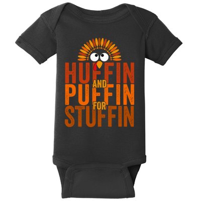 Funny Turkey Trot Huffin And Puffin For Stuffin Baby Bodysuit