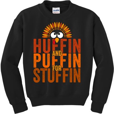 Funny Turkey Trot Huffin And Puffin For Stuffin Kids Sweatshirt