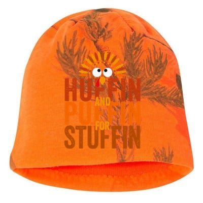 Funny Turkey Trot Huffin And Puffin For Stuffin Kati - Camo Knit Beanie