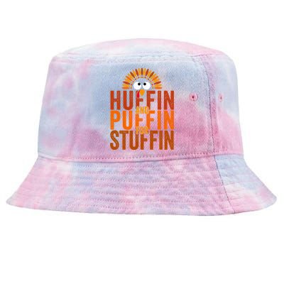 Funny Turkey Trot Huffin And Puffin For Stuffin Tie-Dyed Bucket Hat