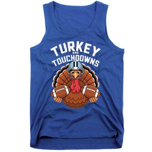 Funny Turkey Turkey And Touchdowns Thanksgiving Fall Gift Tank Top