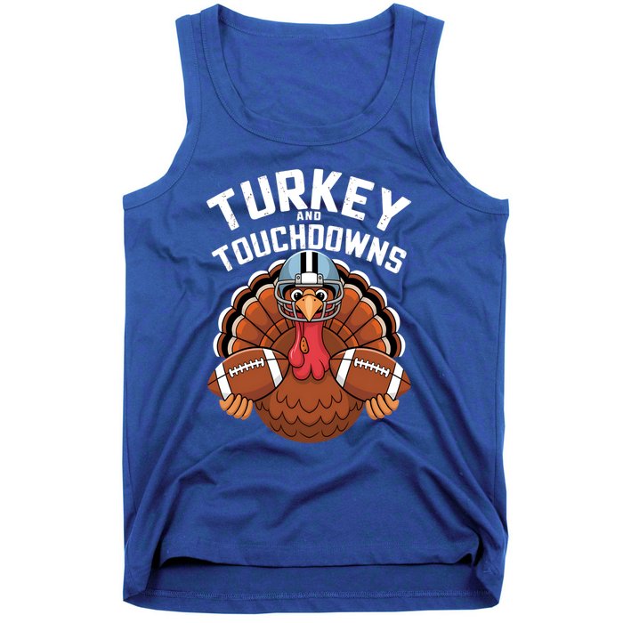 Funny Turkey Turkey And Touchdowns Thanksgiving Fall Gift Tank Top