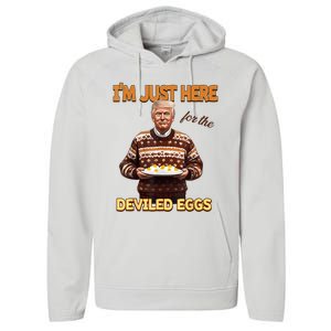 Funny Trump Thanksgiving IM Just Here For The Deviled Eggs Performance Fleece Hoodie