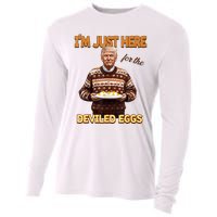 Funny Trump Thanksgiving IM Just Here For The Deviled Eggs Cooling Performance Long Sleeve Crew