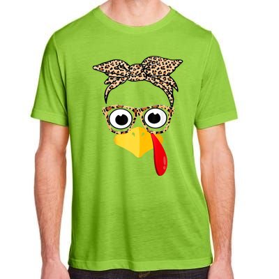 Funny Thanksgiving Turkey Face Leopard Glasses Family Costume Adult ChromaSoft Performance T-Shirt