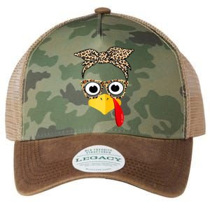 Funny Thanksgiving Turkey Face Leopard Glasses Family Costume Legacy Tie Dye Trucker Hat