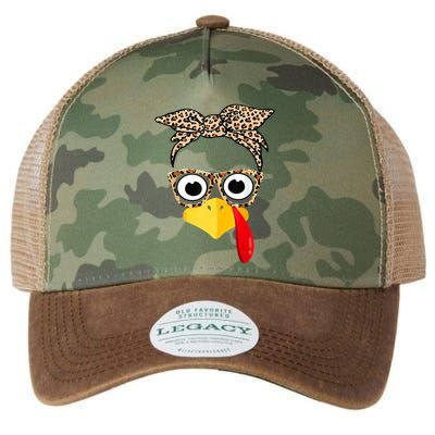 Funny Thanksgiving Turkey Face Leopard Glasses Family Costume Legacy Tie Dye Trucker Hat