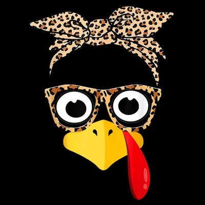 Funny Thanksgiving Turkey Face Leopard Glasses Family Costume T-Shirt