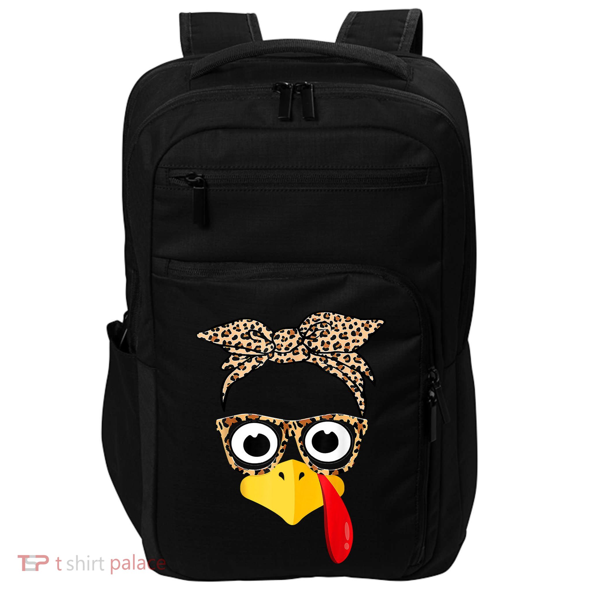 Funny Thanksgiving Turkey Face Leopard Glasses Family Costume Impact Tech Backpack