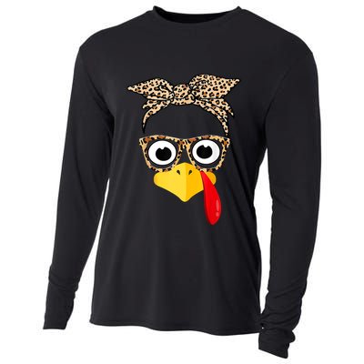 Funny Thanksgiving Turkey Face Leopard Glasses Family Costume Cooling Performance Long Sleeve Crew