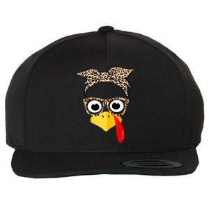 Funny Thanksgiving Turkey Face Leopard Glasses Family Costume Wool Snapback Cap