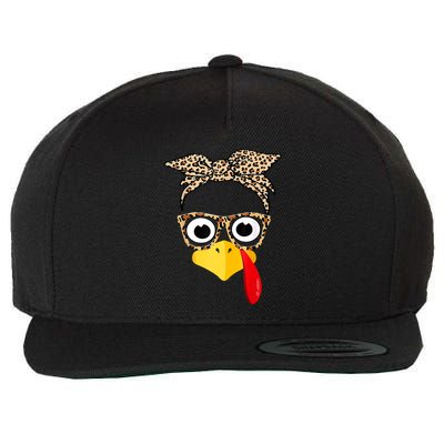 Funny Thanksgiving Turkey Face Leopard Glasses Family Costume Wool Snapback Cap