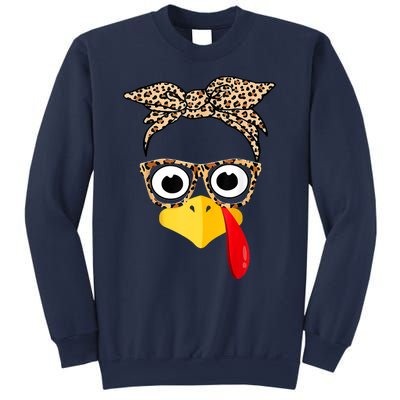 Funny Thanksgiving Turkey Face Leopard Glasses Family Costume Sweatshirt