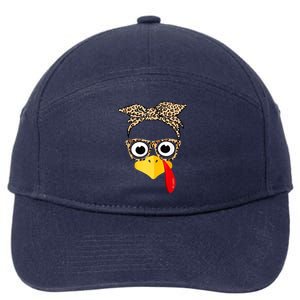 Funny Thanksgiving Turkey Face Leopard Glasses Family Costume 7-Panel Snapback Hat