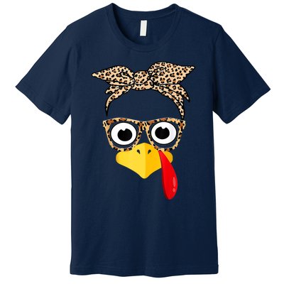 Funny Thanksgiving Turkey Face Leopard Glasses Family Costume Premium T-Shirt