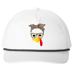 Funny Thanksgiving Turkey Face Leopard Glasses Family Costume Snapback Five-Panel Rope Hat