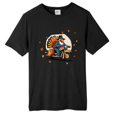 Funny Turkey Thanksgiving Slogan Funny Motorbiker Turkey Quote Funny Thanksgivin Tall Fusion ChromaSoft Performance T-Shirt