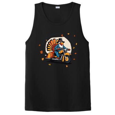 Funny Turkey Thanksgiving Slogan Funny Motorbiker Turkey Quote Funny Thanksgivin PosiCharge Competitor Tank