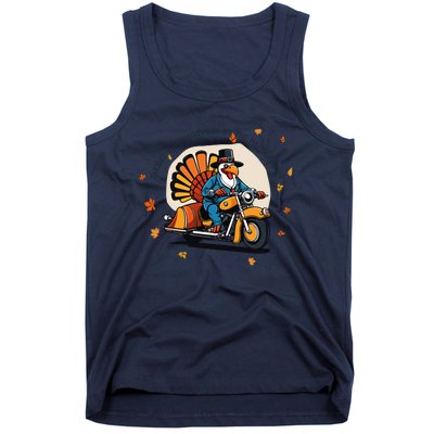 Funny Turkey Thanksgiving Slogan Funny Motorbiker Turkey Quote Funny Thanksgivin Tank Top