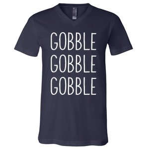 Funny Turkey Trot Fall Sayings Thanksgiving Gobble Gobble V-Neck T-Shirt