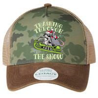 Funny Trashing Through The Snow Sleding Raccoon And Opossum Legacy Tie Dye Trucker Hat