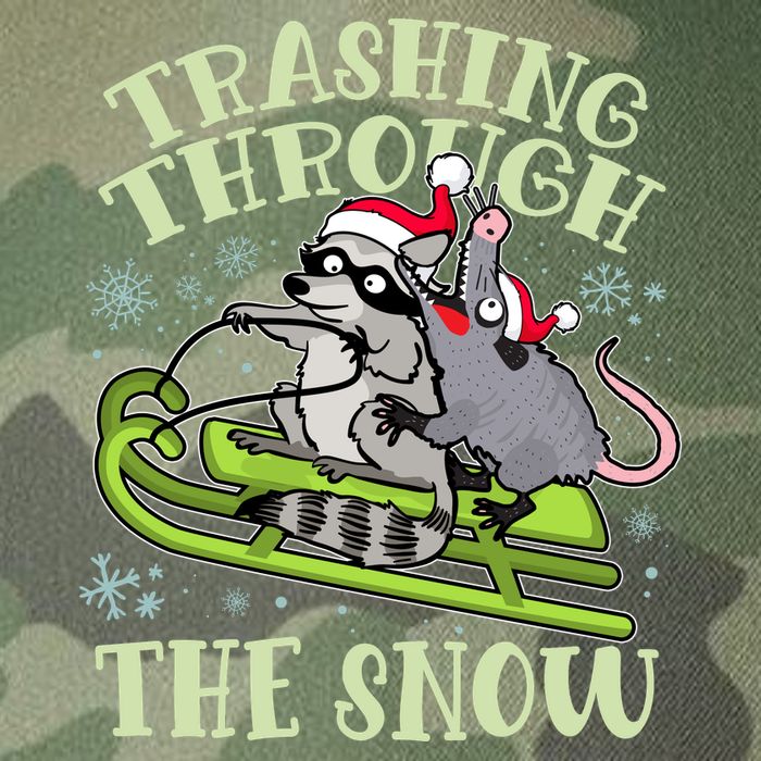 Funny Trashing Through The Snow Sleding Raccoon And Opossum Legacy Tie Dye Trucker Hat