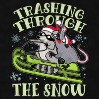Funny Trashing Through The Snow Sleding Raccoon And Opossum Ladies PosiCharge Tri-Blend Wicking Tank