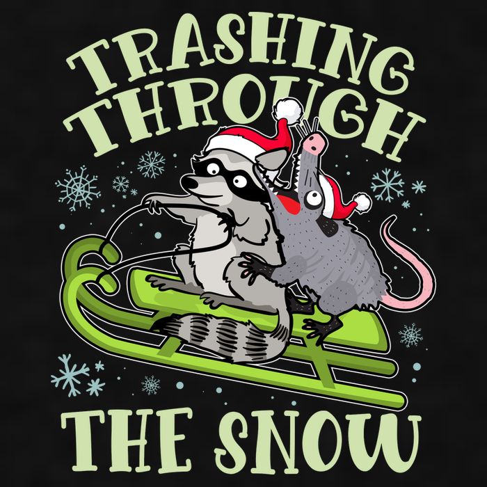 Funny Trashing Through The Snow Sleding Raccoon And Opossum Ladies PosiCharge Tri-Blend Wicking Tank