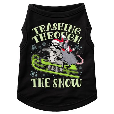 Funny Trashing Through The Snow Sleding Raccoon And Opossum Doggie Tank