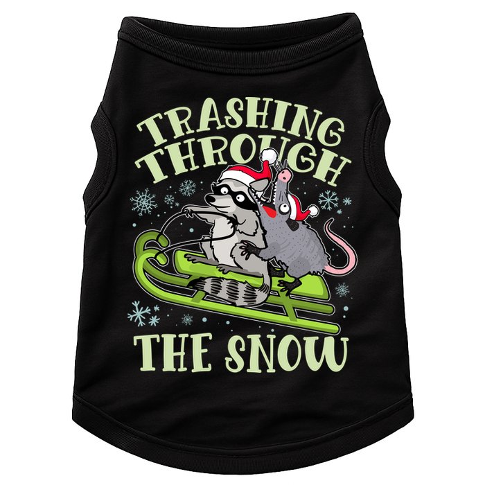 Funny Trashing Through The Snow Sleding Raccoon And Opossum Doggie Tank