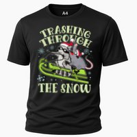 Funny Trashing Through The Snow Sleding Raccoon And Opossum Cooling Performance Crew T-Shirt