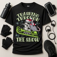 Funny Trashing Through The Snow Sleding Raccoon And Opossum Cooling Performance Crew T-Shirt