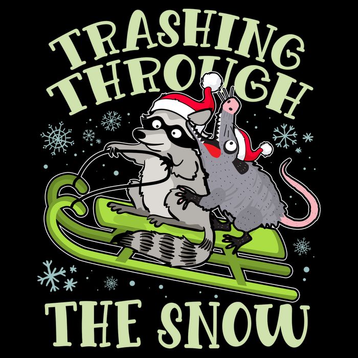 Funny Trashing Through The Snow Sleding Raccoon And Opossum Cooling Performance Crew T-Shirt