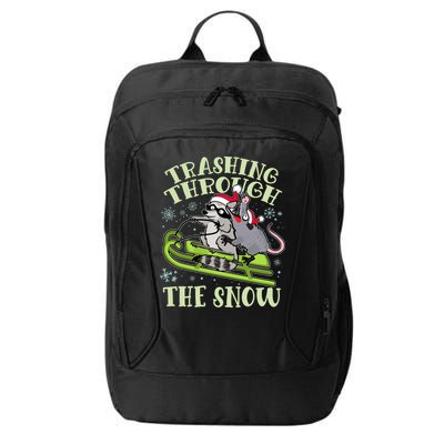 Funny Trashing Through The Snow Sleding Raccoon And Opossum City Backpack