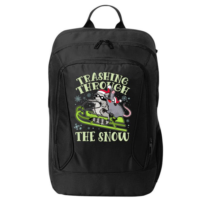 Funny Trashing Through The Snow Sleding Raccoon And Opossum City Backpack