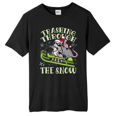 Funny Trashing Through The Snow Sleding Raccoon And Opossum Tall Fusion ChromaSoft Performance T-Shirt