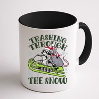 Funny Trashing Through The Snow Sleding Raccoon And Opossum Mug