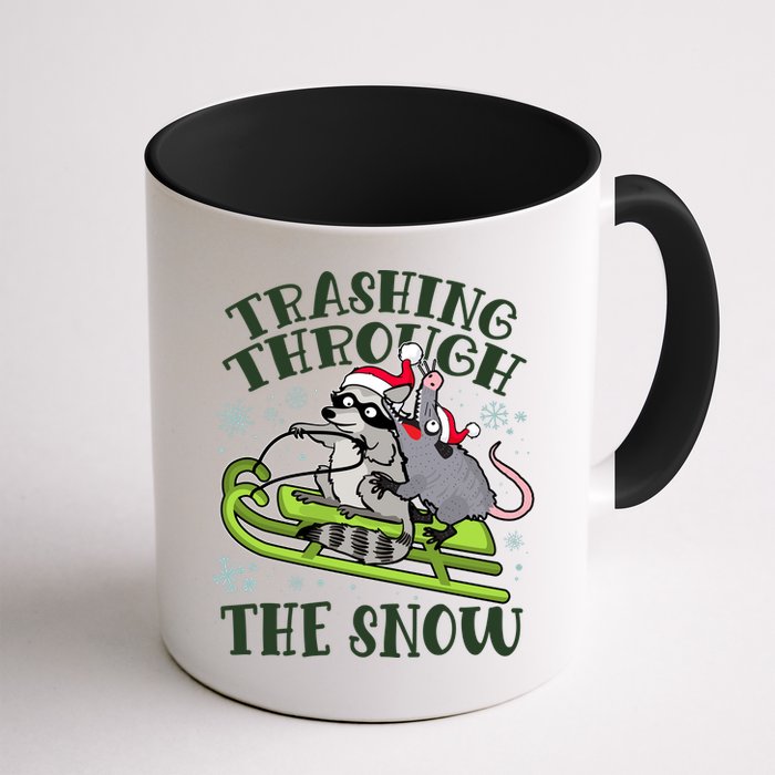 Funny Trashing Through The Snow Sleding Raccoon And Opossum Mug